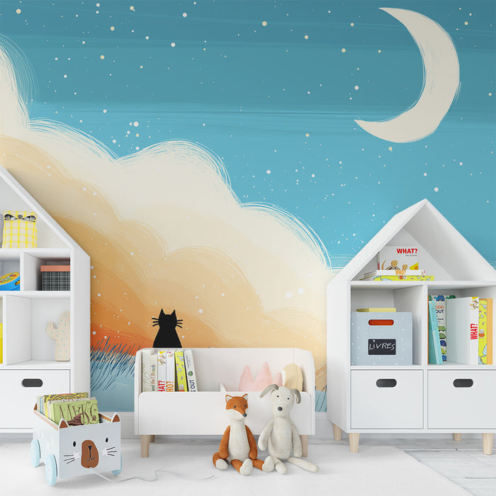 Papel de parede criança | Черна котка под луната