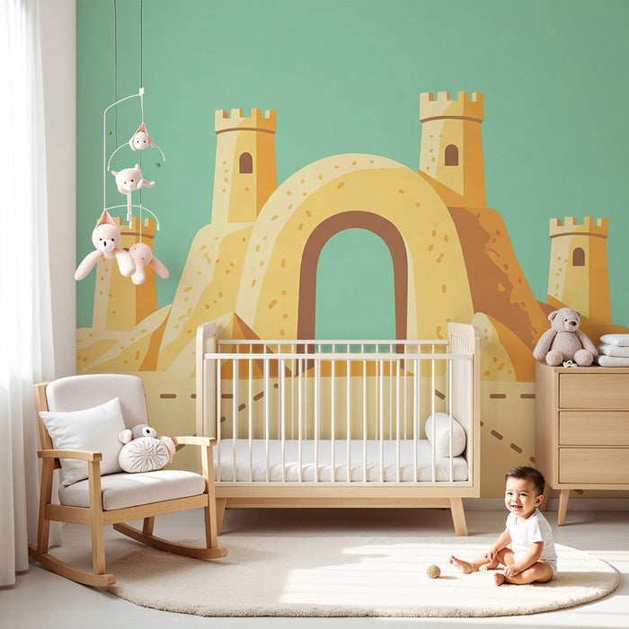 Papel pintado infantil | Castillo de arena y playa soleada