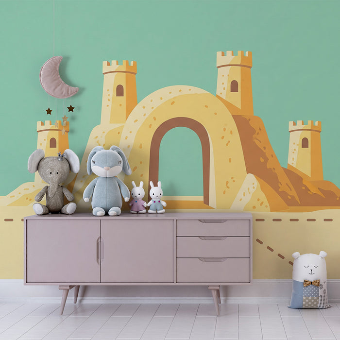 Papel pintado infantil | Castillo de arena y playa soleada