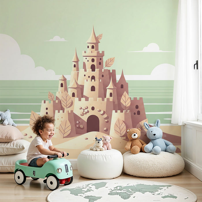 Papel pintado infantil | Castillo de arena mágico en la playa