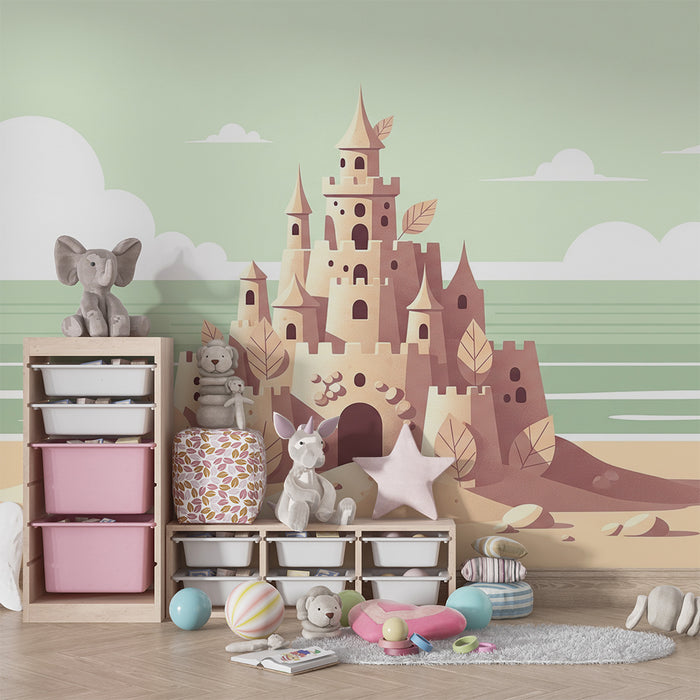 Papel pintado infantil | Castillo de arena mágico en la playa