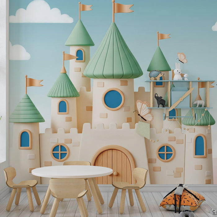 Kinderkamer behang | Betoverd kasteel en vlinders