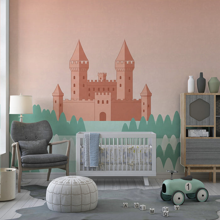 Papel de parede criança | Castelul fermecat în mijlocul dealurilor pastel