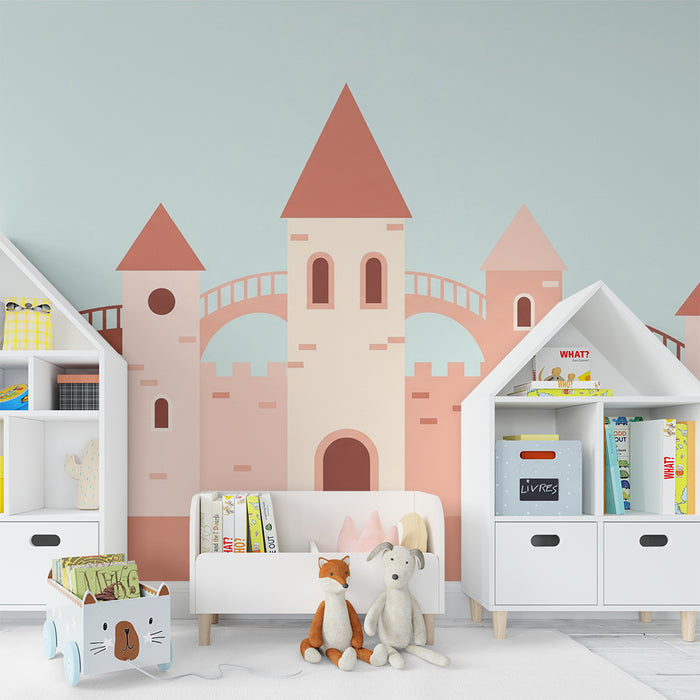 Papel de parede criança | Castelo mágico em tons suaves