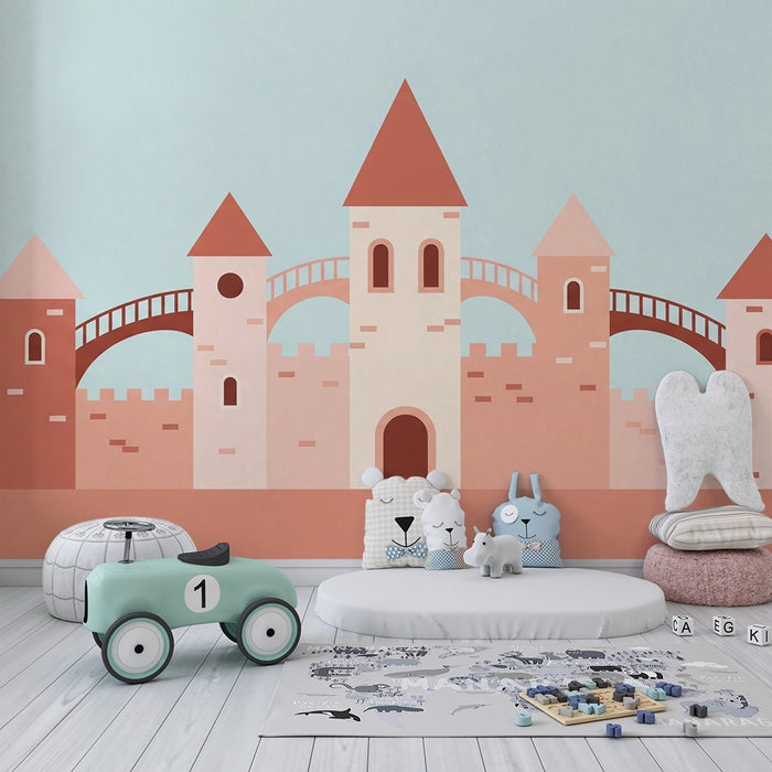Papel de parede criança | Castelo mágico em tons suaves