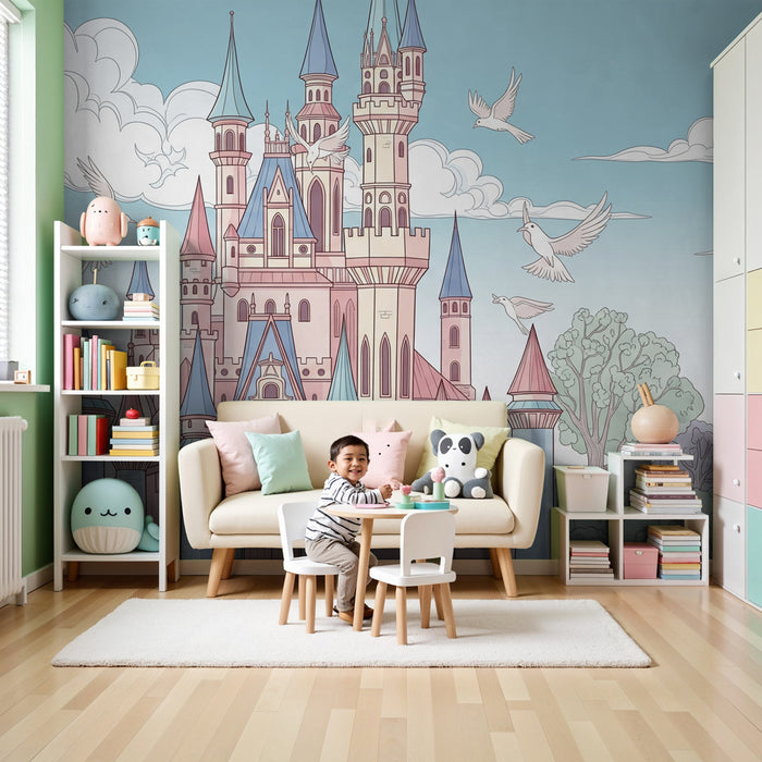 Papel pintado infantil | Castillo mágico y paisajes encantadores