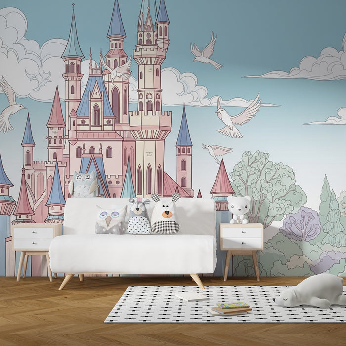 Papel pintado infantil | Castillo mágico y paisajes encantadores