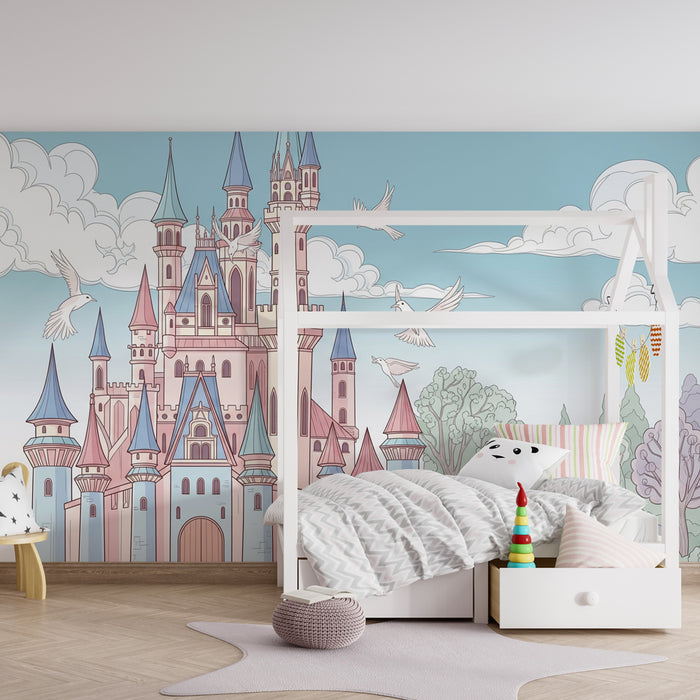 Papel pintado infantil | Castillo mágico y paisajes encantadores
