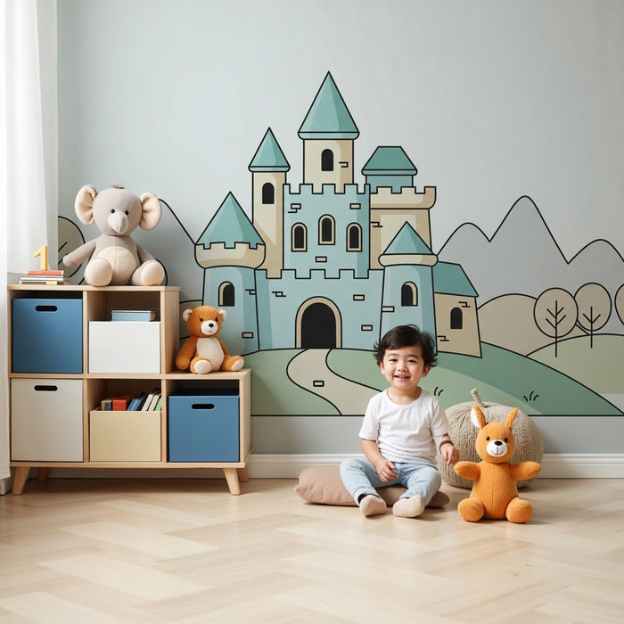 Papel pintado infantil | Castillo mágico y paisajes encantadores