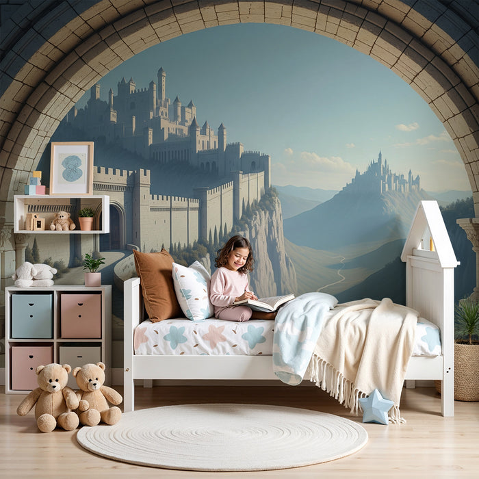 Carta da parati per camera bambini | Castello fatato e paesaggi incantevoli