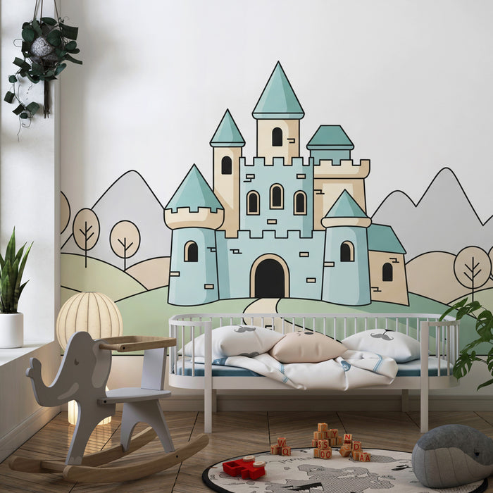 Papel pintado infantil | Castillo mágico y paisajes encantadores
