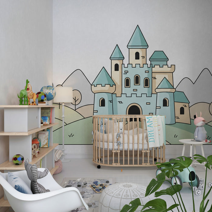 Papel pintado infantil | Castillo mágico y paisajes encantadores