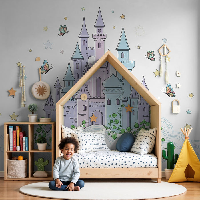 Papel de parede criança | Castelo mágico nas nuvens