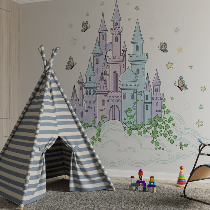 Papel de parede criança | Castelo mágico nas nuvens