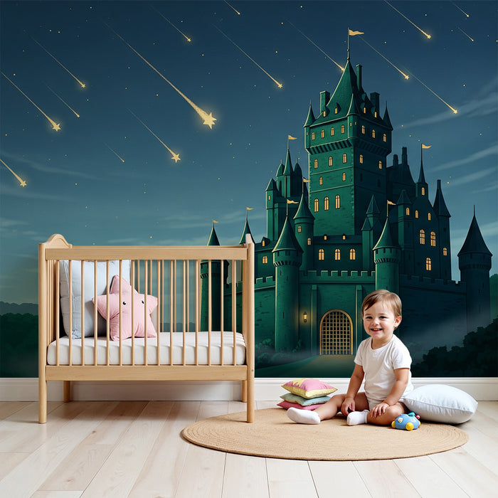 Papel de parede criança | Castel magic sub o ploaie de stele căzătoare