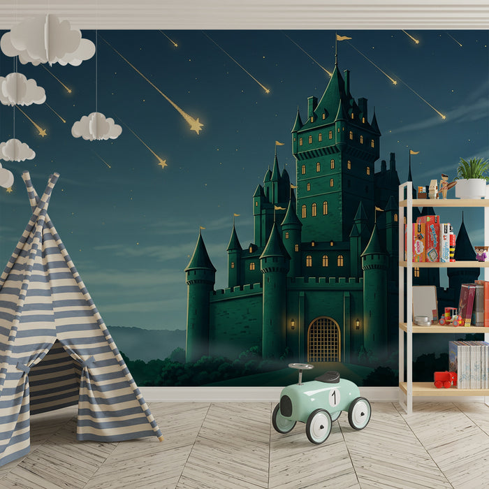 Papel de parede criança | Castel magic sub o ploaie de stele căzătoare