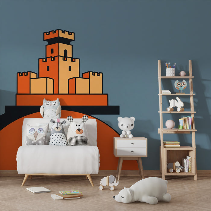 Papel de parede criança | Castel stilizat pe fundal colorat
