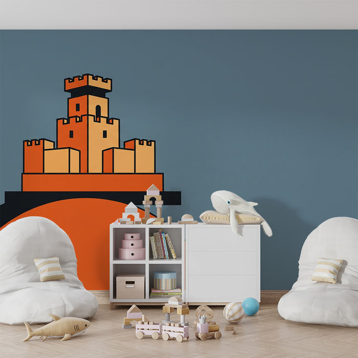 Papel de parede criança | Castel stilizat pe fundal colorat