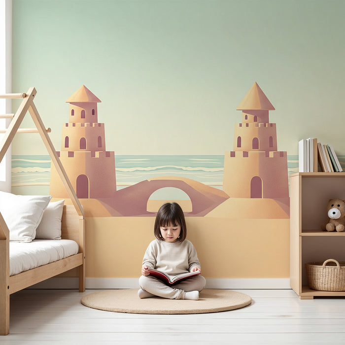 Behang kinderkamer | Zandkastelen aan zee