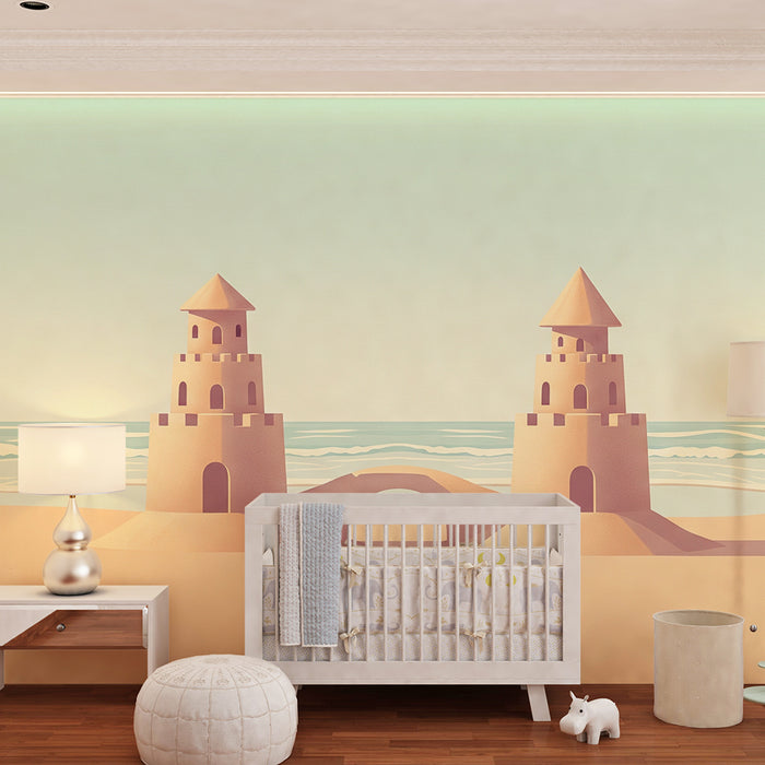 Behang kinderkamer | Zandkastelen aan zee