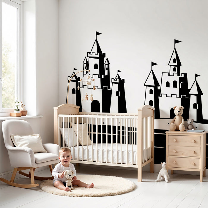 Kinderzimmer Tapete | Sandburgen und Eimer am Strand