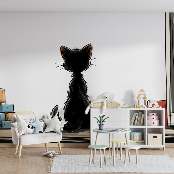 Barntapet | Nyfiken kattunge vid fönstret