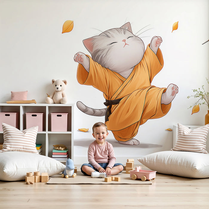 Barntapet | Kattunge i kimono dansar bland höstlöv