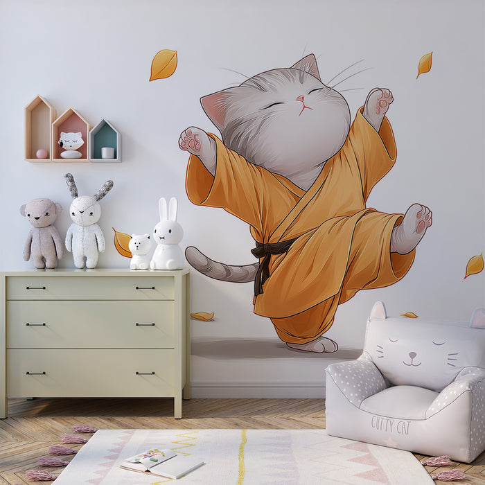 Barntapet | Kattunge i kimono dansar bland höstlöv