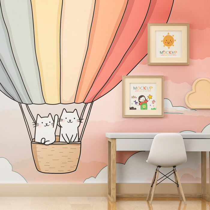 Børneværelse tapet | Katte i luftballon