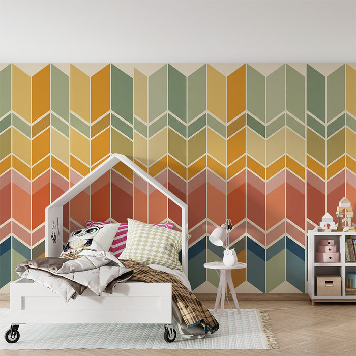 Lastenhuoneen tapetti | Monivärinen chevron-kuvio