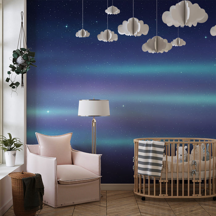 Barnepapir | Stjernehimmel med blå og lilla nyanser