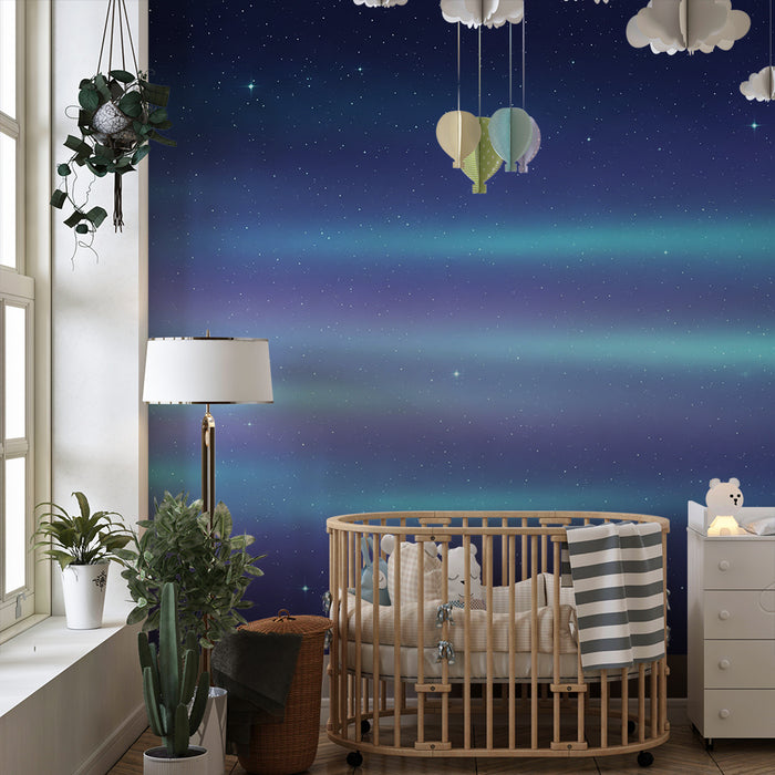 Barnepapir | Stjernehimmel med blå og lilla nyanser