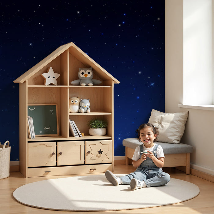Papel pintado infantil | Cielo estrellado en tonos azul intenso