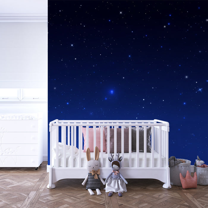 Papel pintado infantil | Cielo estrellado en tonos azul intenso