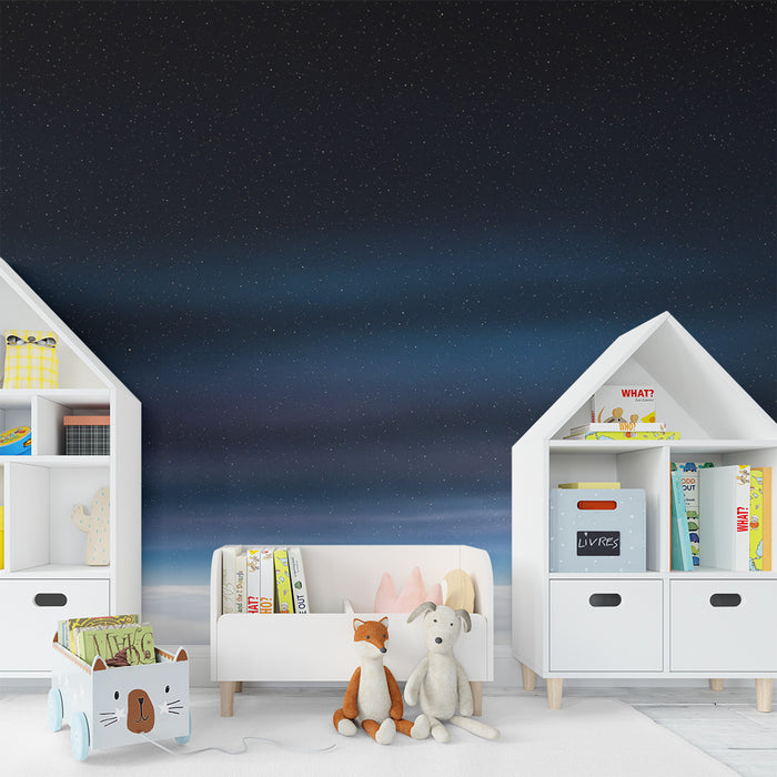 Papel pintado infantil | Cielo estrellado y nubes suaves para un ambiente relajante