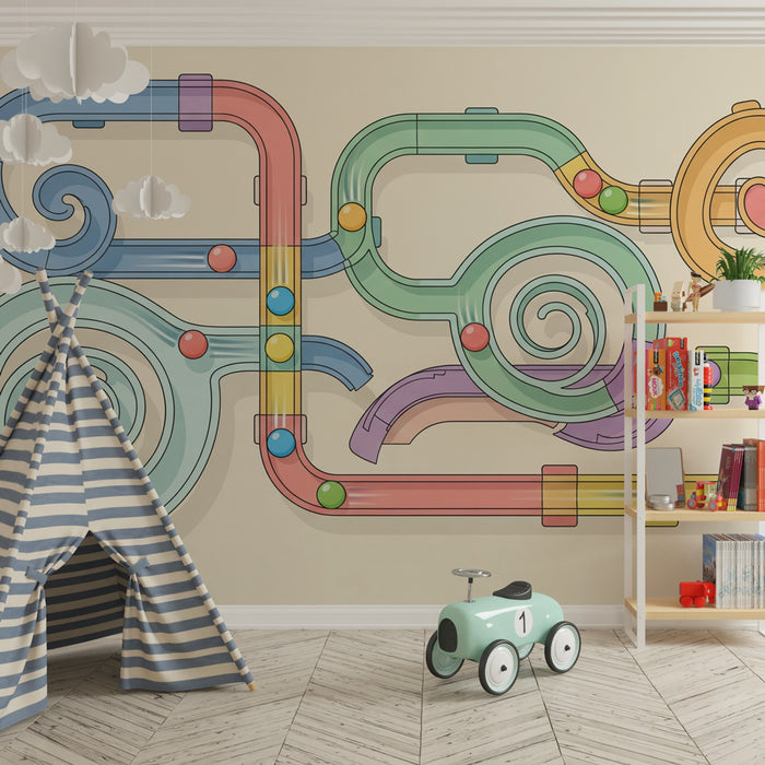 Papel de parede criança | Circuito de jogo colorido e divertido