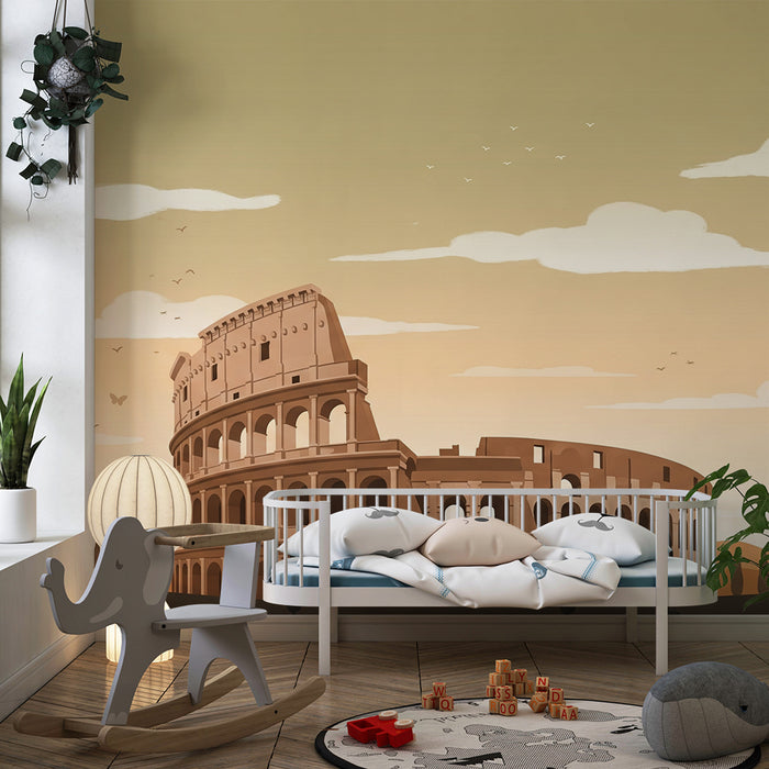 Børnetapet | Colosseum og italiensk landskab ved solnedgang