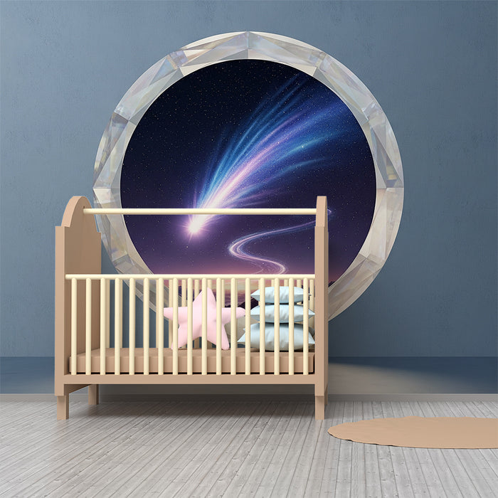 Papier peint chambre enfant | Comète brillante dans un ciel étoilé