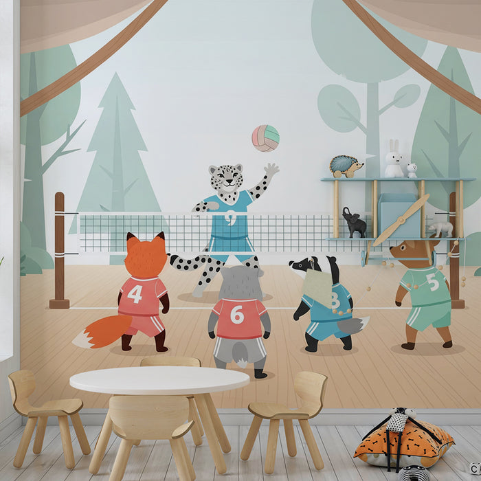 Behang kinderkamer | Volleybal in het bos