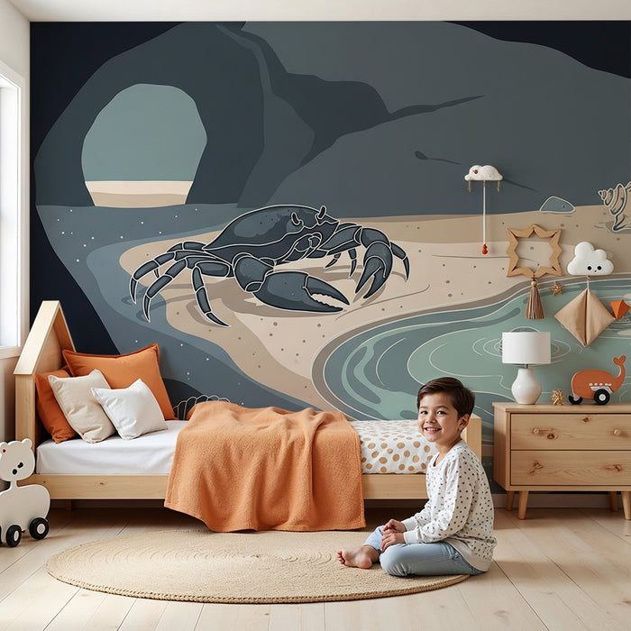 Kids' room wallpaper | Crabs and seashells in an underwater cave