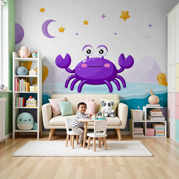 Tapet pentru camera copilului | Crabul violet pe un aisberg într-o lume fermecată
