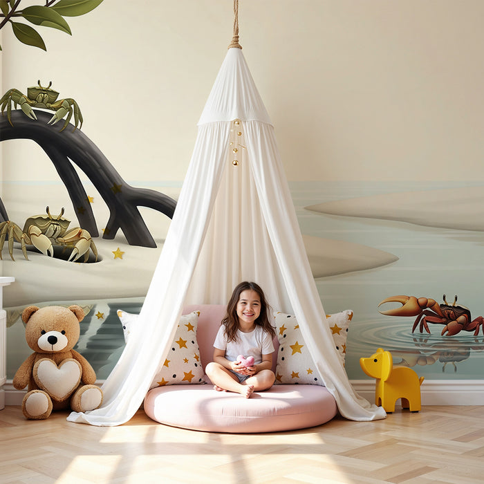 Behang kinderkamer | Krabben en mangroven op een rustig strand