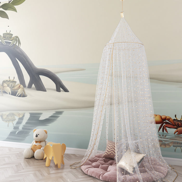 Behang kinderkamer | Krabben en mangroven op een rustig strand