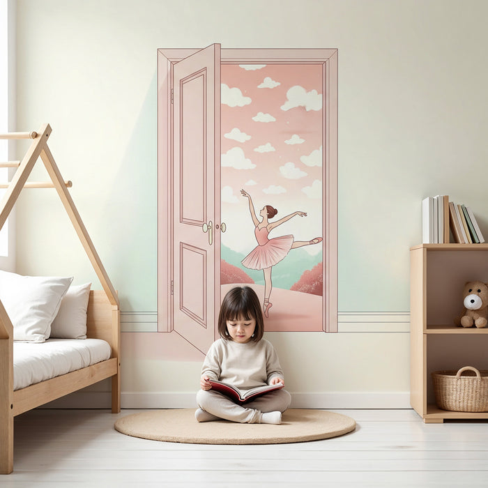 Papier peint chambre enfant | Danseuse étoile dans un paysage onirique