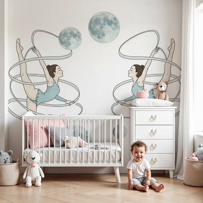 Papier peint chambre enfant | Danseuses gracieuses sous la lune