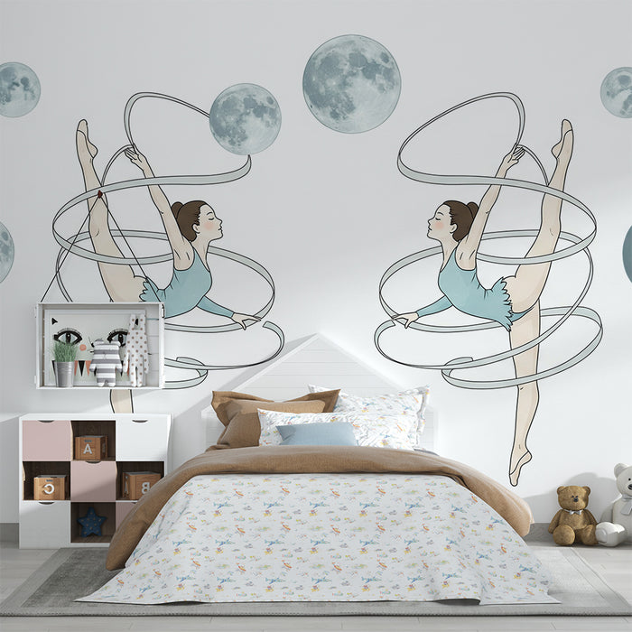 Papier peint chambre enfant | Danseuses gracieuses sous la lune