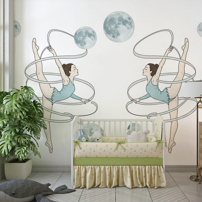 Papier peint chambre enfant | Danseuses gracieuses sous la lune