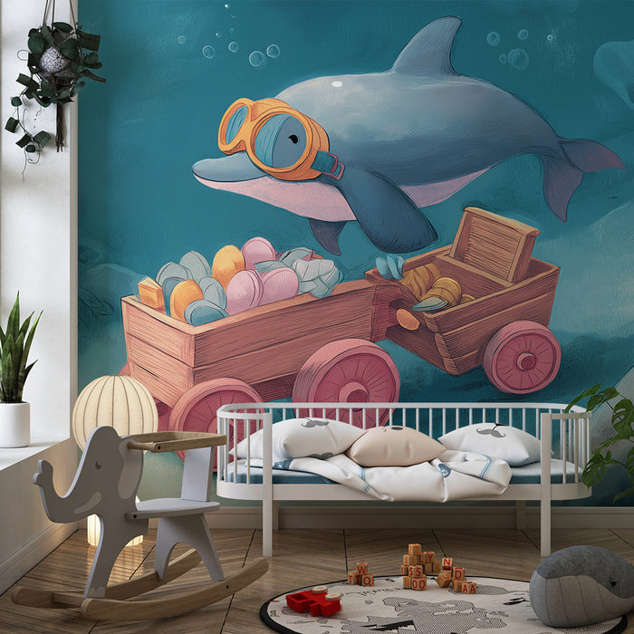 Barntapet | Spelande delfin och färgglada havsskatter