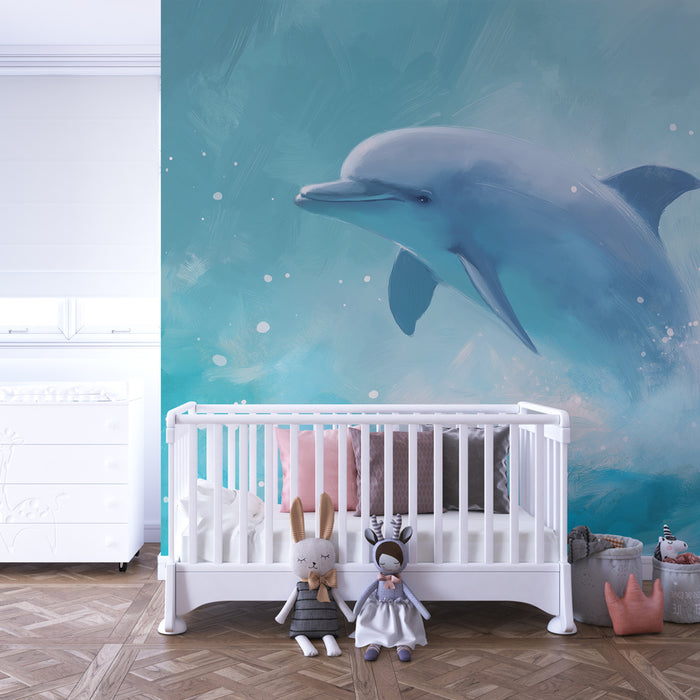 Papel pintado infantil | Delfín feliz en el océano