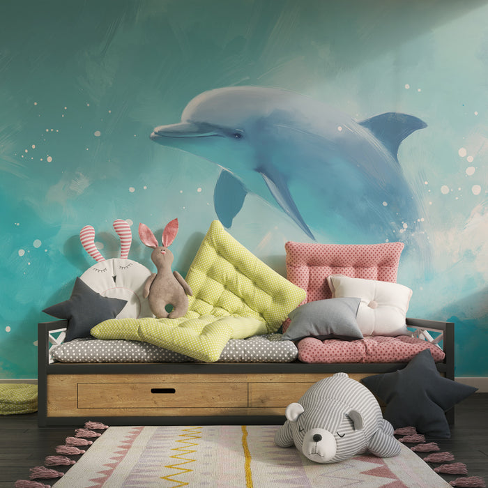 Papel pintado infantil | Delfín feliz en el océano